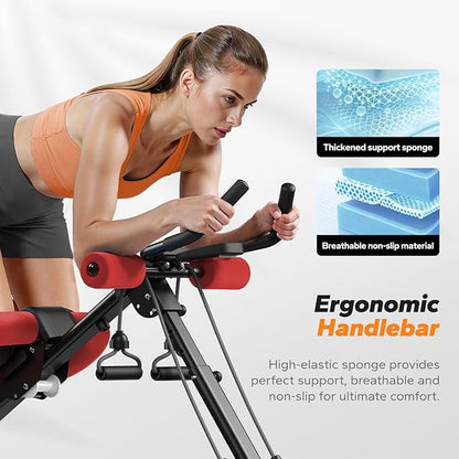 MERACH Ab Machine, Ab Workout Equipment, Adjustable Ab Trainer Machine for Abs Workout at Home Gym, Foldable, Knee Protection, Abdominal Trainer for Stomach Workout