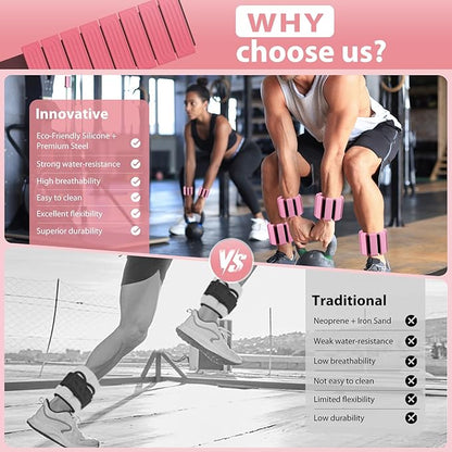 Pilates Wrist and Ankle Weights for Women - Adjustable Weighted Bangles for Men, 2 lbs Weighted Arm Bands Foot Leg Weights for Walking, Yoga, Training, Exercise, Running, Set of 2 (1LB Each)