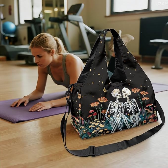 Gym Bag with Yoga Mat Holder Large Tote Bag With Multi Pockets for Women Men Dry Wet Separated Pocket Carryall Yoga Tote Bag for Pilates Travel Workout Office