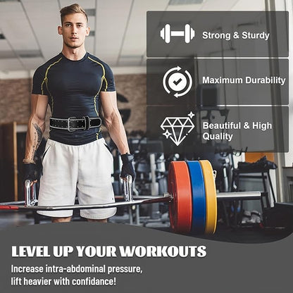 Weight Lifting Belt, Pixel Panda Leather Gym Belt for Women, 4 Inches Padded Lumbar Support for Ladies Fitness Squat Deadlift Heavy Duty Cross Training Gym Powerlifting Workout