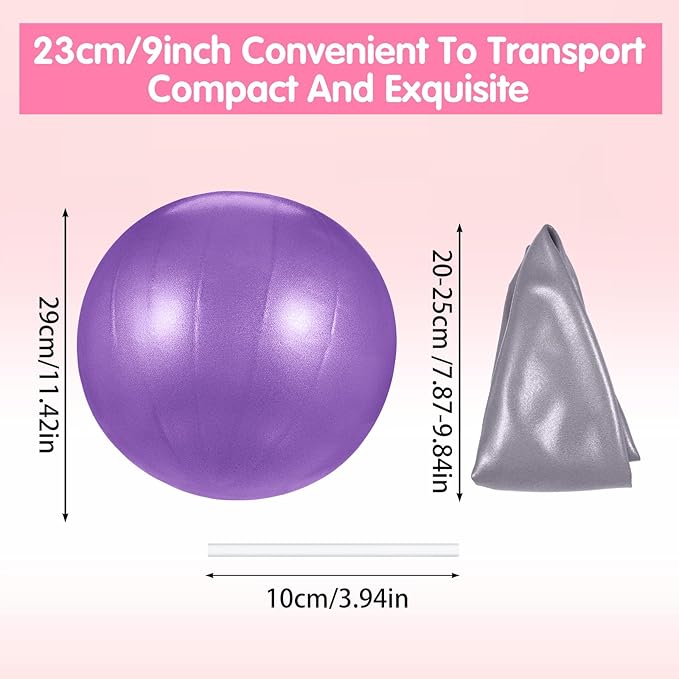 Grevosea Pilates Ball 9 Inch, 2 Pack Small Exercise Balls Workout Ball for Yoga Core Training Physical Therapy Stability Barre Stretchin