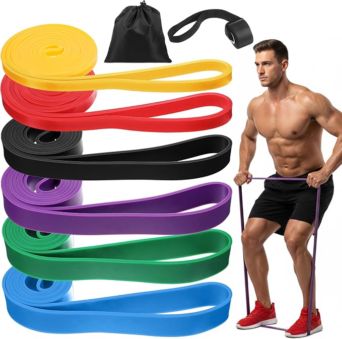6Pcs Resistance Bands, Exercise Bands Resistance with Door Anchor, Heavy Duty Pull Up Exercise Bands for Home Workouts, Full Body Training Physical Therapy.
