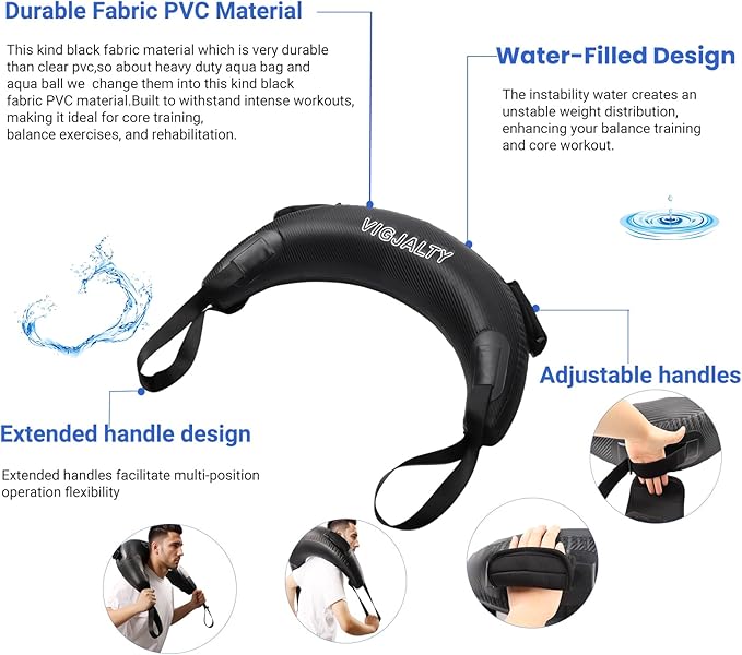 Heavy Aqua Bags-Water weight Bag 38-66Ibs - Ultimate Core Water Weights Aqua Ball-Adjustable Workout Sandbag Alternative for Full Body Exercise, Portable Stability Fitness & Balance Trainer Equipment