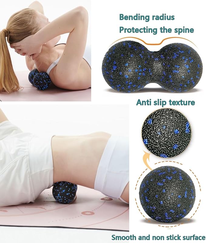 Peanut Massage Ball - Double Lacrosse Massage Ball & Mobility Ball for Physical Therapy - Deep Tissue Massage Tool for Myofascial Release, Muscle Relaxer, Acupoint Massage