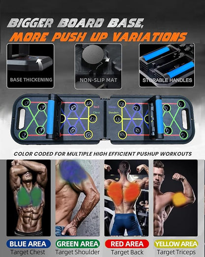 12-In-1 Push Up Board,Portable Pushup Bars for Men, Muscle Max Press Up Boards,Foldable Gym Home Exercise Board,Multi-function Push-Up Stand,Home Workout Equipment with Resistance Bands
