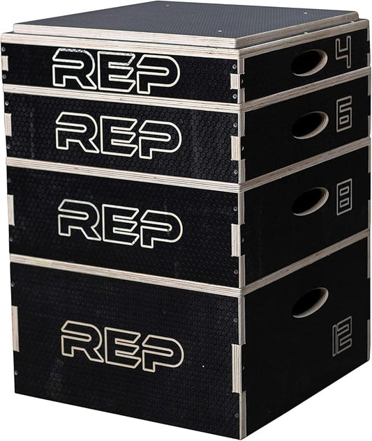 Rep Wooden Plyo Box | Stackable Jump Platforms for Home Gym Workouts | Multiple Height Options from 4, 6.8 and 12" Exercise Step Up Boxes for CrossFit & Plyometric Training | Durable Fitness Equipment