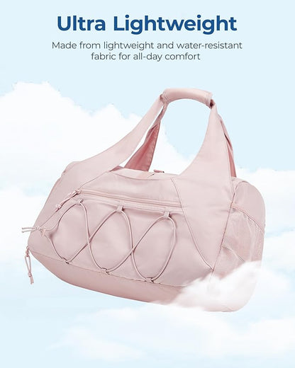 BAGSMART Gym Bag for Women, Lightweight Duffel with Shoe Compartment, Weekender with Wet Pocket, Workout Yoga Tote, Cream