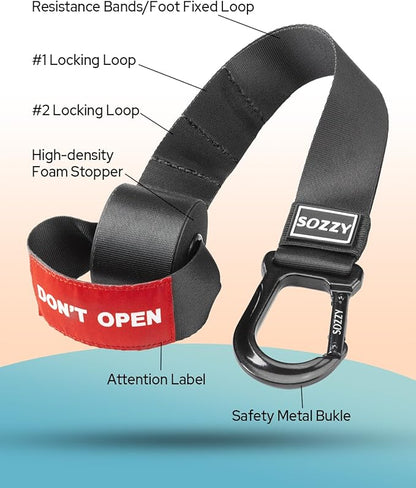 3-in-1 Door Anchor for Resistance Bands, SOZZY Heavy Duty Door Anchor with Safety Tag, Widened Thickened Webbing, Secure Stitching Great for Exercise Bands, Therapy Bands, Suspension Training