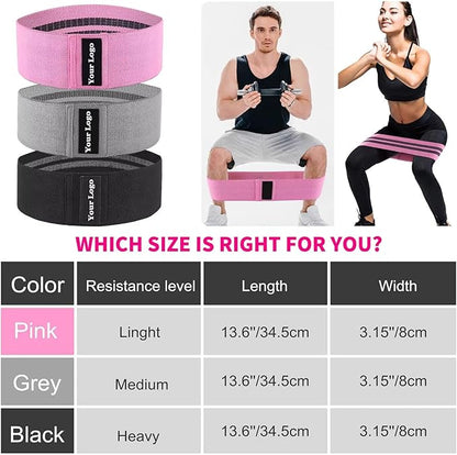 3 Booty Bands Pilates Flexbands Hip Thigh Glute Bands Set Stretch Exercise Bands Fabric Elastic Exercise Resistance Band for Working Out Legs Bands with Workout Bands Guide.
