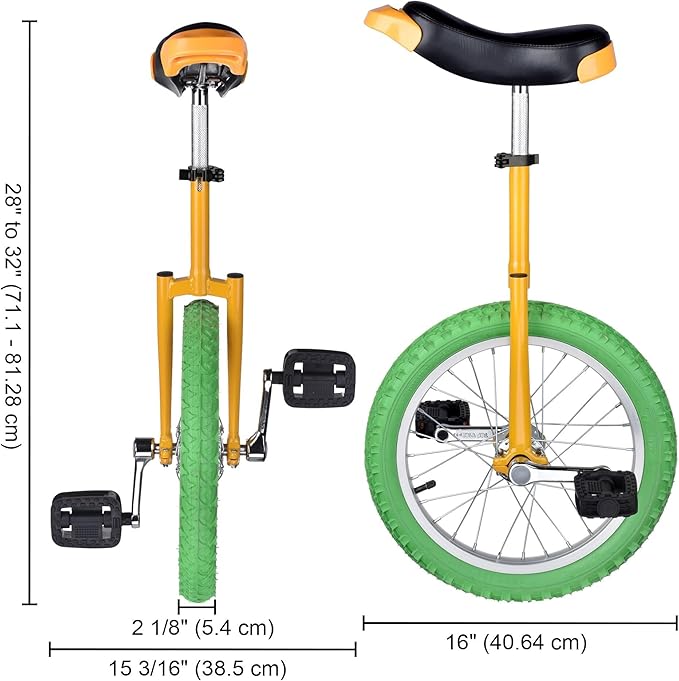 AW 16/18/20/24 Inch Wheel Outdoor Unicycle Adjustable Seat Exercise Bicycle Fit Adults Kids Outdoor Sports Fitness Exercise, for Choice