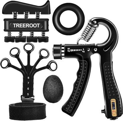 5PCS Grip Strength Trainer Kits, Hand Gripper Strengthener, Forearm Strengthener, Forearm Exerciser, Finger Exerciser, Wrist Strengthener, Stress Relief Ball, Grip Ring