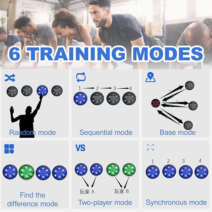 Sports Agility Lights Training-6 Modes,Reaction Training Light,Portable Fitness Lights Trainer, Improve Speed, Agility & Reaction Time Training Kit-Design Different Targeted Training
