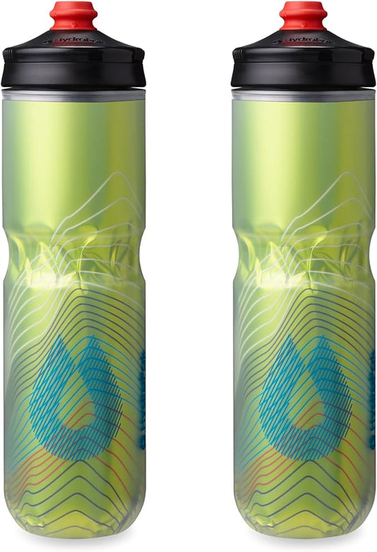 HydraPak Polar Surge Insulated Bike Water Bottle 2-Pack (20oz or 24oz) - High Flow, Fits Most Bike Cages, For Cycling & Sports | Insulated, 2-Pack, High Flow, Fits Most Bike Cages, For Cycling & Sports