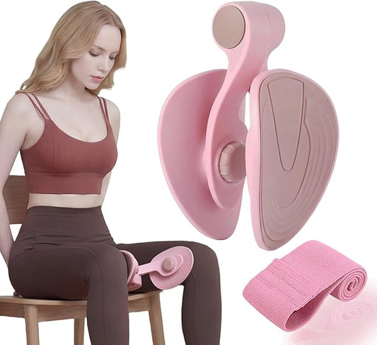 35LB Fixed-Resistance Inner Thigh Exerciser + 39LB Fabric Resistance Band | Balanced Center-of-Gravity Hip & Leg Trainer Kit for Men & Women | Portable Home Gym Lower Body Workout Equipment
