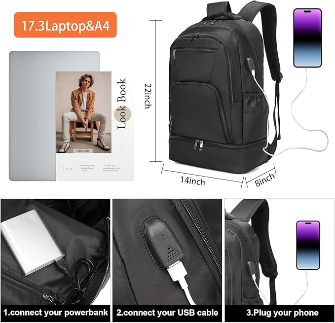 seyfocnia Gym Backpack for Men,Large Gym Bag with Shoe Compartment Lightweight Travel Workout Sports Backpack Water Resistant Carry on Backpack