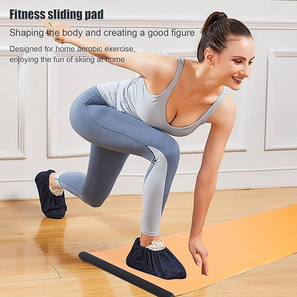 Workout Slide Board, Exercise Sliding Board Equipment with Shoe Booties for Full-Body Strength Training, Speed and Balance Exercises