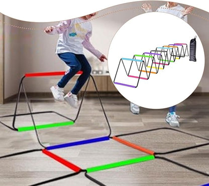 Agility Ladder with Jumping Obstacles, 12 Rung Speed Ladder & 6 Hurdles, Multipurpose Agility Training Equipment for Soccer, Rugby, Footwork Exercise