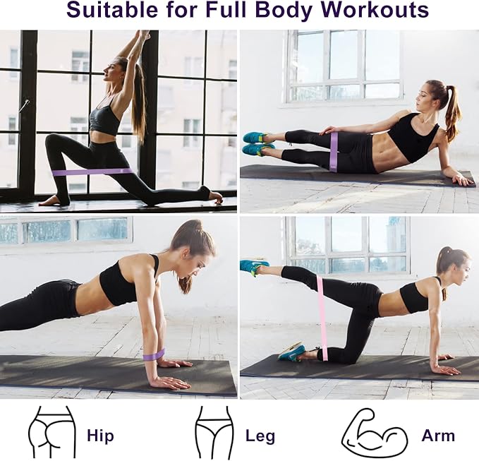 Resistance Bands, 5 Pcs Exercise Bands for Legs Glutes Arms, Skin-Friendly Resistance Fitness Exercise Loop Bands for Gym Home Yoga Pilates with Carry Bag and Instruction Guide
