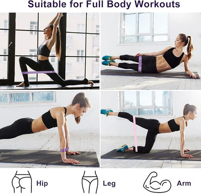 Resistance Bands, 5 Pcs Exercise Bands for Legs Glutes Arms, Skin-Friendly Resistance Fitness Exercise Loop Bands for Gym Home Yoga Pilates with Carry Bag and Instruction Guide