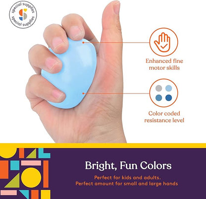 Special Supplies Therapy Putty for Kids and Adults - Resistive Hand Exercise Stress Relief Therapy Putty Kit, Set of 4 Strengths, Three Ounces of Each Putty (Ocean Colors)