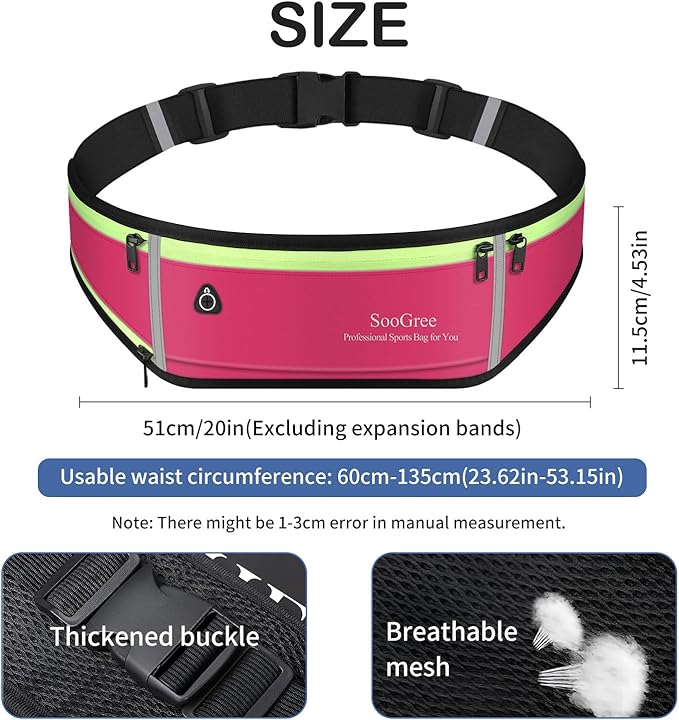 Slim Running Belt Fanny Packs for Women & Men Runners Pouch Waist Pack Phone Holder Large Crossbody Runners Bag Gear Accessories for Running Hiking Traveling Sports Adjustable Strap