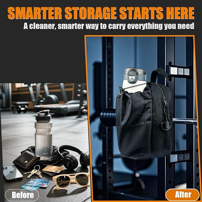 Magnetic Gym Bag with Water Bottle Holder | Magnetic Gym Water Bottle Bag 64oz Capacity | 4 Built-in Magnets & Adjustable Shoulder Strap for Sports Fitness Travel