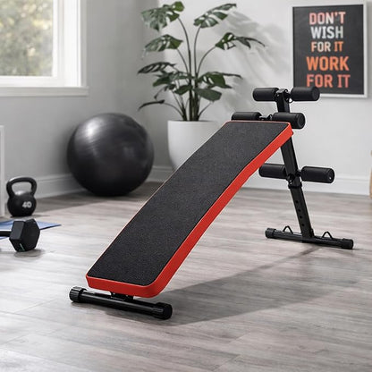 Adjustable Decline Ab Bench for Home Gym, Heavy-Duty Sit Up Bench with Extended Backrest, Multi-Angle Core Training & Decline Bench Press, Foldable Weight Bench Supports up to 440 lbs