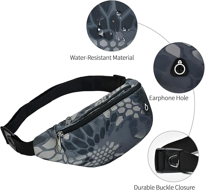 Fanny Pack for Men Women, Waterproof Sports Waist Bag Pack, Belt Bag for Travel Hiking Running