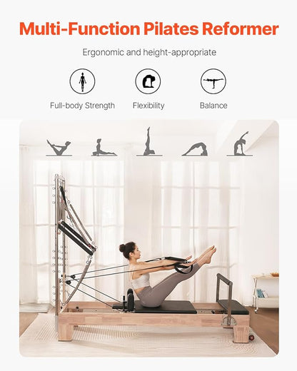 VEVOR Pilates Reformer Accessories for Home Gym, Include Reformer Box/Chair/Spine Corrector/Wall Mounted Machine/Jump Board/Foldable & Dual Resistance Springs