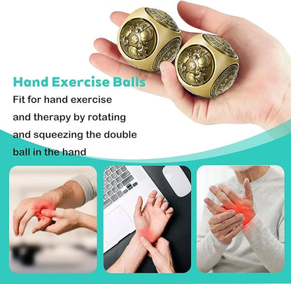 1.45in Baoding Balls Set Chinese Hand Massage Exercise Balls, Metal Stress Balls Six-Sided Rotation for Hands Therapy, Exercise, and Stress Relief