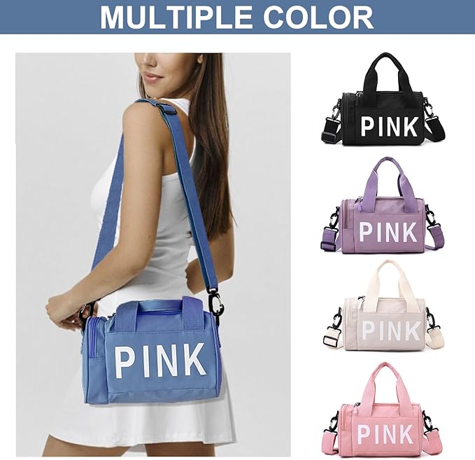 Mini Small Crossbody Bag Gym Bag for Women Men, Cute Small Duffle Bag Aesthetic Sports Handbag, Waterproof Gym Tote Bag Portable Fitness Shoulder Bag for Sports Travel (Blue-b)