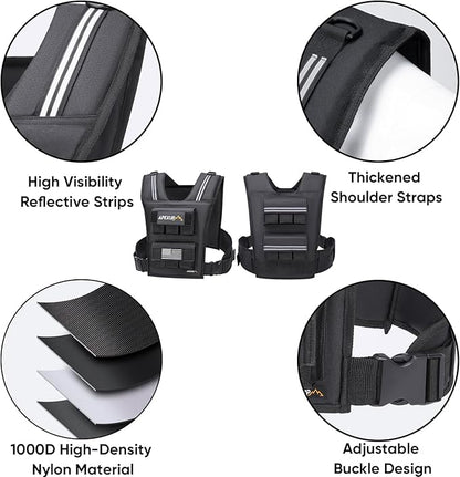 APEXUP Adjustable Weighted Vest Men 20lbs/30lbs/40lbs Weights with Reflective Stripe, Weight Vest Woman Workout Vest for Strength Training Running Walking