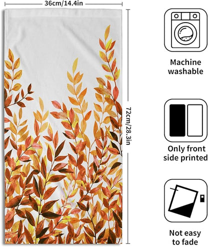 Orange Eucalyptus Hand Towels Pack of 2 Fall Leaves Face Towel Rustic Botanical Plant Decorative Super Soft Kitchen Towels for Bathroom Home Hotel Gym