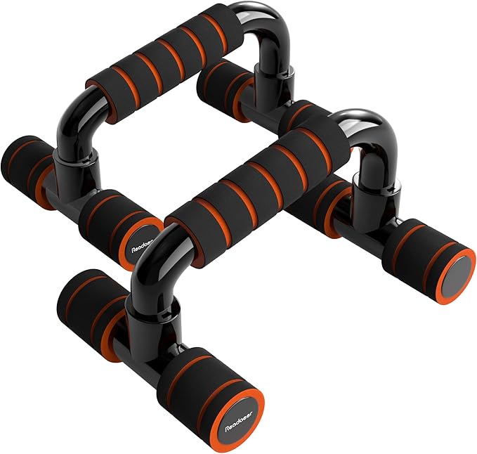 READAEER Push Up Bars Gym Exercise Equipment Fitness 1 Pair Pushup Handles with Cushioned Foam Grip and Non-Slip Sturdy Structure Push Up Bars for Men & Women