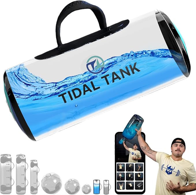 Tidal Tank -KettleTank Sand Bag Alternative 7lbs to 12lbs- Adjustable Aqua Bag & Power Bag with Water -Core and Balance Device- Portable Stability Fitness Equipment -Free App for Full Body Workout
