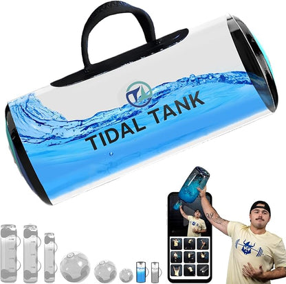 Tidal Tank -KettleTank Sand Bag Alternative 7lbs to 12lbs- Adjustable Aqua Bag & Power Bag with Water -Core and Balance Device- Portable Stability Fitness Equipment -Free App for Full Body Workout
