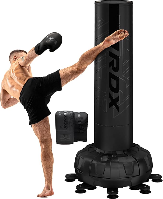 RDX XXL 330LBS Freestanding Punching Bag with Cover & Gloves – 72” Adult Heavy Pedestal Punch Bag Set - 17 Suction Cup 8 Extended Legs Stand Base - Kick Boxing MMA Home Gym Fitness