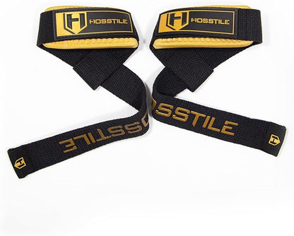 HOSSTILE Padded Lifting Wrist Straps (Pair) - Reinforced Support for Powerlifting, Bodybuilding, Gym Workouts, Strength Training, Deadlifts & Fitness Workouts - Extra Long, Durable, Adjustable