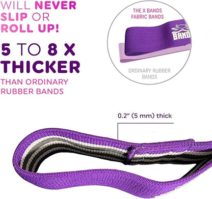 The X Bands Exercise Resistance Bands - Non-Slip Extra Thick Fabric Hip Loop Booty Bands - 20, 30, 40, 50 lb - Fitness Workout for Legs, Butt Training, Stretching, Yoga