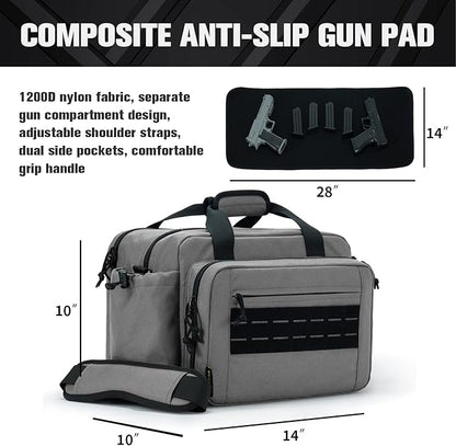 VEAGIA Range Bag,Pistol Case,Gun Range Bags For Handguns And Ammo Pouch 2 Pistols Soft Carrying Shooting Bag