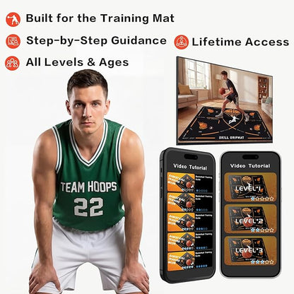 Portable Basketball Footwork Training Mat, Agility Footstep Training Mat, Basketball Pads for Training All Levels, Non-Slip Silent Equipment for All Ages to Improve Speed, Strength and Coordination