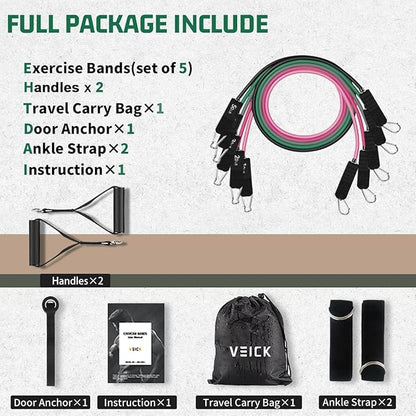 VEICK Resistance Bands, Exercise Bands, Workout Bands, Resistance Bands for Working Out with Handles for Men and Women, Exercising Bands for Fitness Weights Work Out at Home