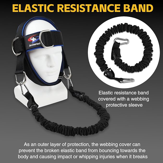 Fitness Neck Head Harness Trainer, Adjustable Chin Strap and Head Harness Strength, Neoprene Neck Exerciser for Weight Lifting, Home and Gym Use