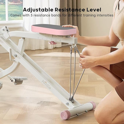 Squat Machine for Home, 2-in-1 Squat & Rowing Exercise Equipment with 3 Resistance Bands, Foldable Glutes & Leg Trainer, 400lbs Capacity for Thighs, Butt, Core Workout