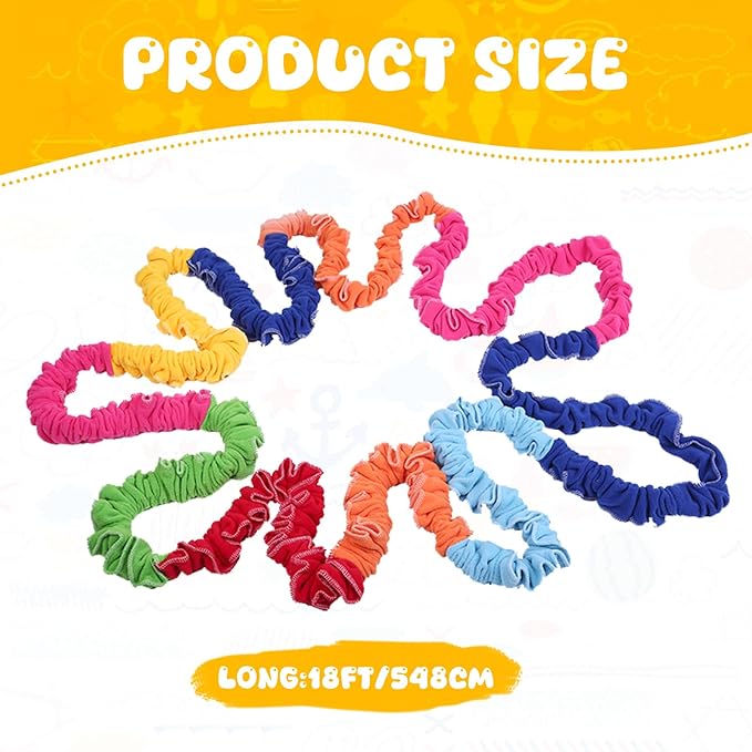 18ft Elastic Fleece Cooperative Stretchy Band Integrations Dynamic Movement Exercise Latex Creative Prop for Group Activities Special Needs Large Motor Coordination
