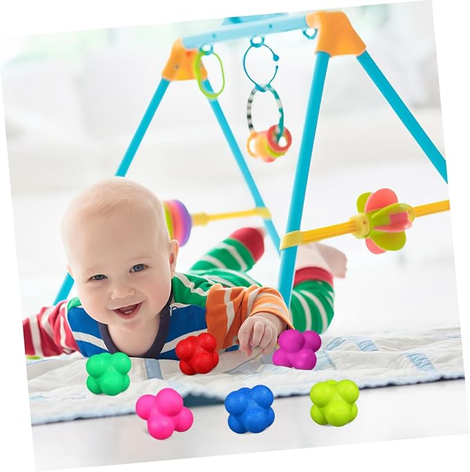 6 Pcs Hexagonal Reaction Training Balls Indoor Agility Fitness Equipment with Colorful Design for Hand Eye Coordination and Reflex Improvement
