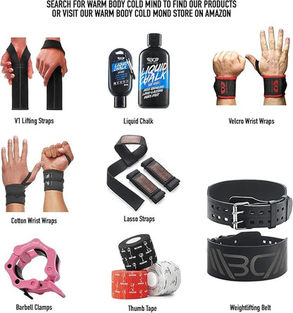 WARM BODY COLD MIND - Weightlifting Wrist Wraps for Cross Training, Powerlifting, Deadlift, Gym, Workout, Exercises & Fitness, Heavy-Duty Wrist Support, Thumb Loop