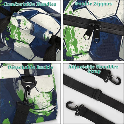 Personalized Soccer Gym Duffel Bags for Kids Boys with Custom Name Sport Training Travel Bags for Overnight Weekender