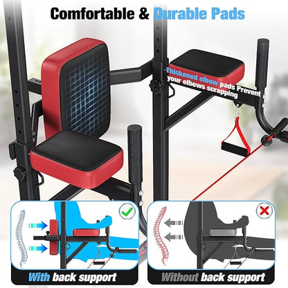 Dskeuzeew Pull Up Bar Free Standing for Multi-Function Home Gym Strength, Pull Up Dip Station Assistive Trainer Height Adjustable, Power Tower Training Heavy-Duty Fitness Equipment