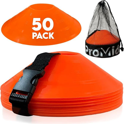 Disc Soccer Cones for Training Kids - 200,100,50 Small Plastic Cones for Sports Training - Flexible Conos for Soccer Practice Equipment, Basketball & Football Drills Equipment